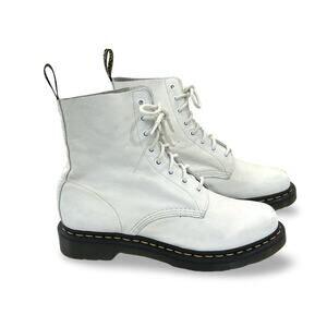 Dr. Martens Pascal White Leather Combat Boots Womens Size 10 Lace Up 1460